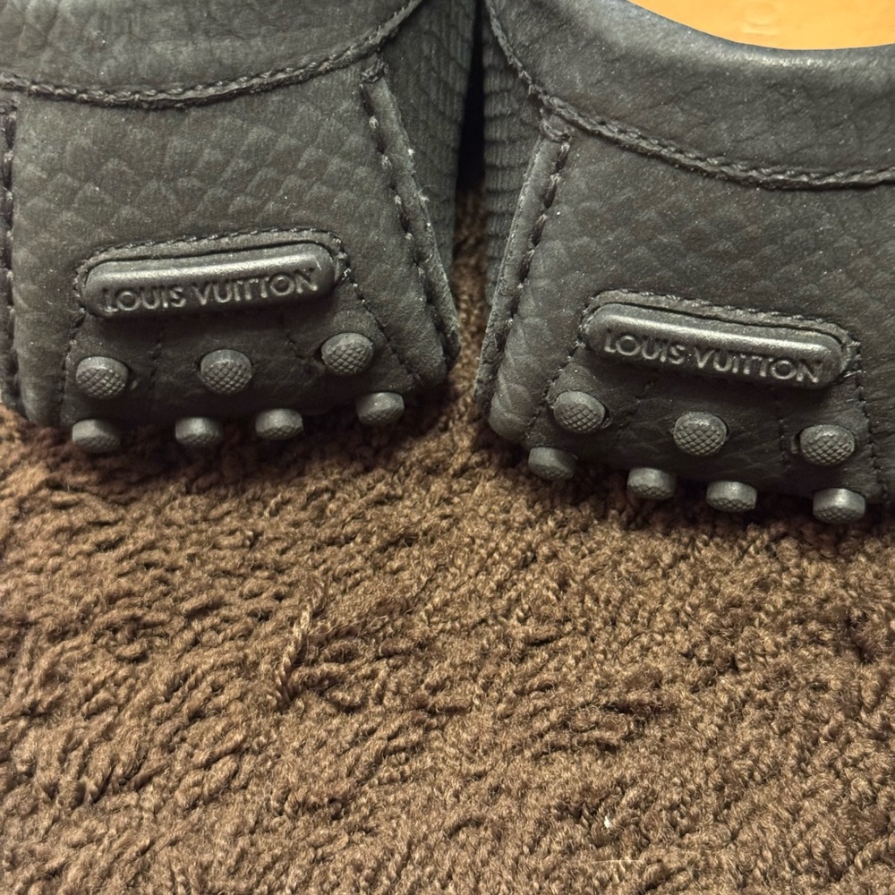 Louis Vuitton Gray Leather Loafers with Gold Hardware - Picture 5 of 9